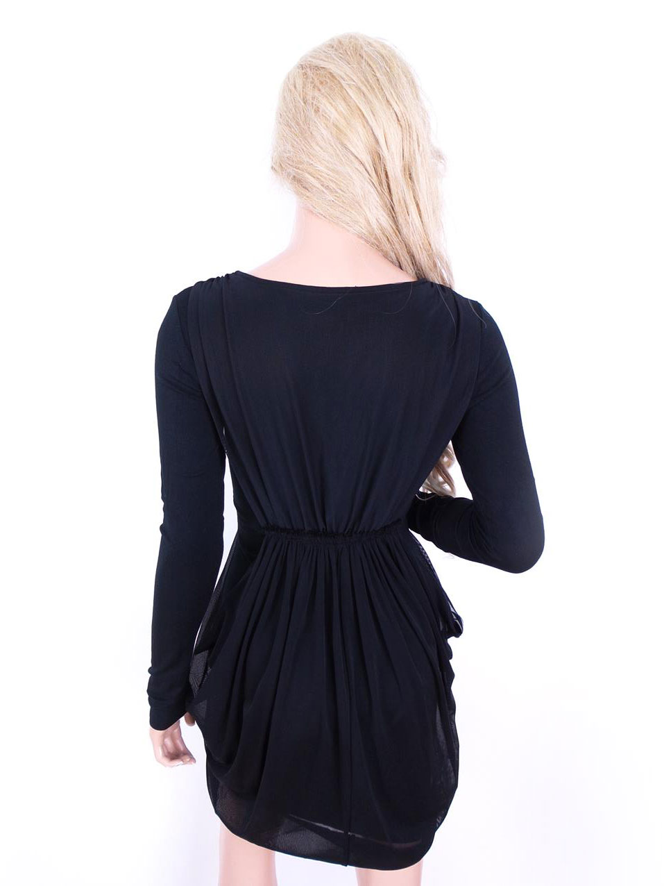 St-martins Rozmiar S Kolor Czarny W serek Sukienka Bodycon Długi rękaw Do Kolan St-martins Rozmiar S Kolor Czarny W serek Sukienka Bodycon Długi rękaw Do Kolan
