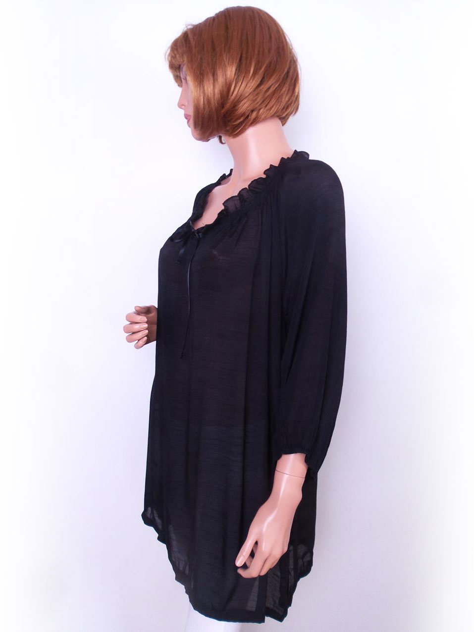 Zizzi Rozmiar M Kolor Czarny Keyhole Crew Neck Sukienka Mini Rękaw 3/4 Krótka Materiał Wiskoza Zizzi Rozmiar M Kolor Czarny Keyhole Crew Neck Sukienka Mini Rękaw 3/4 Krótka Materiał Wiskoza