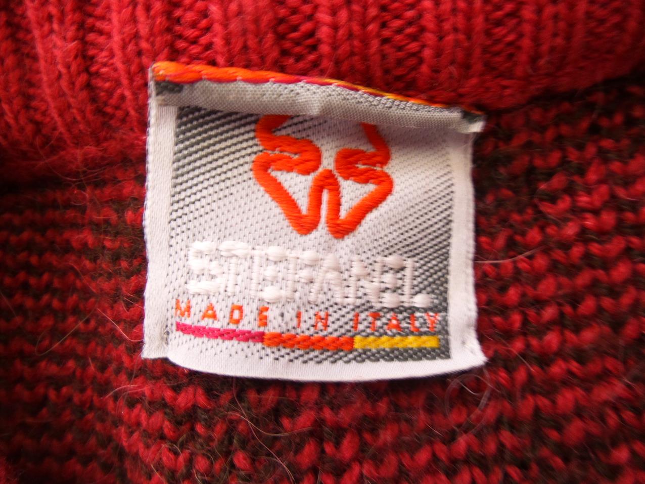 20170505_163019.jpg Stefanel Rozmiar XL Kolor Czerwony Geometryczny Crew Neck Sweter Świąteczny Gwiazdka Długi rękaw Gruba dzianina