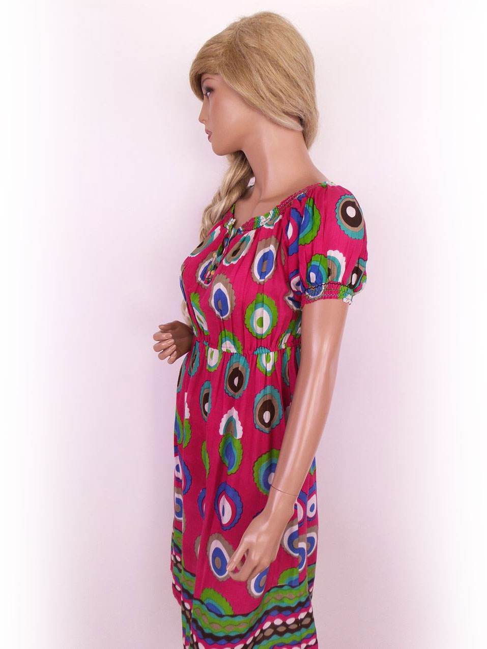 Le Fusion Rozmiar S/M Kolor Różowy Keyhole Crew Neck Sukienka A-Line Krótki rękaw Do Kolan Materiał Wiskoza Le Fusion Rozmiar S/M Kolor Różowy Keyhole Crew Neck Sukienka A-Line Krótki rękaw Do Kolan Materiał Wiskoza