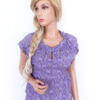 CUSTOMMADE Rozmiar 34 Kolor Fioletowy Damask Paisley Keyhole Crew Neck Bluzka Krótki rękaw Materiał Bawełna