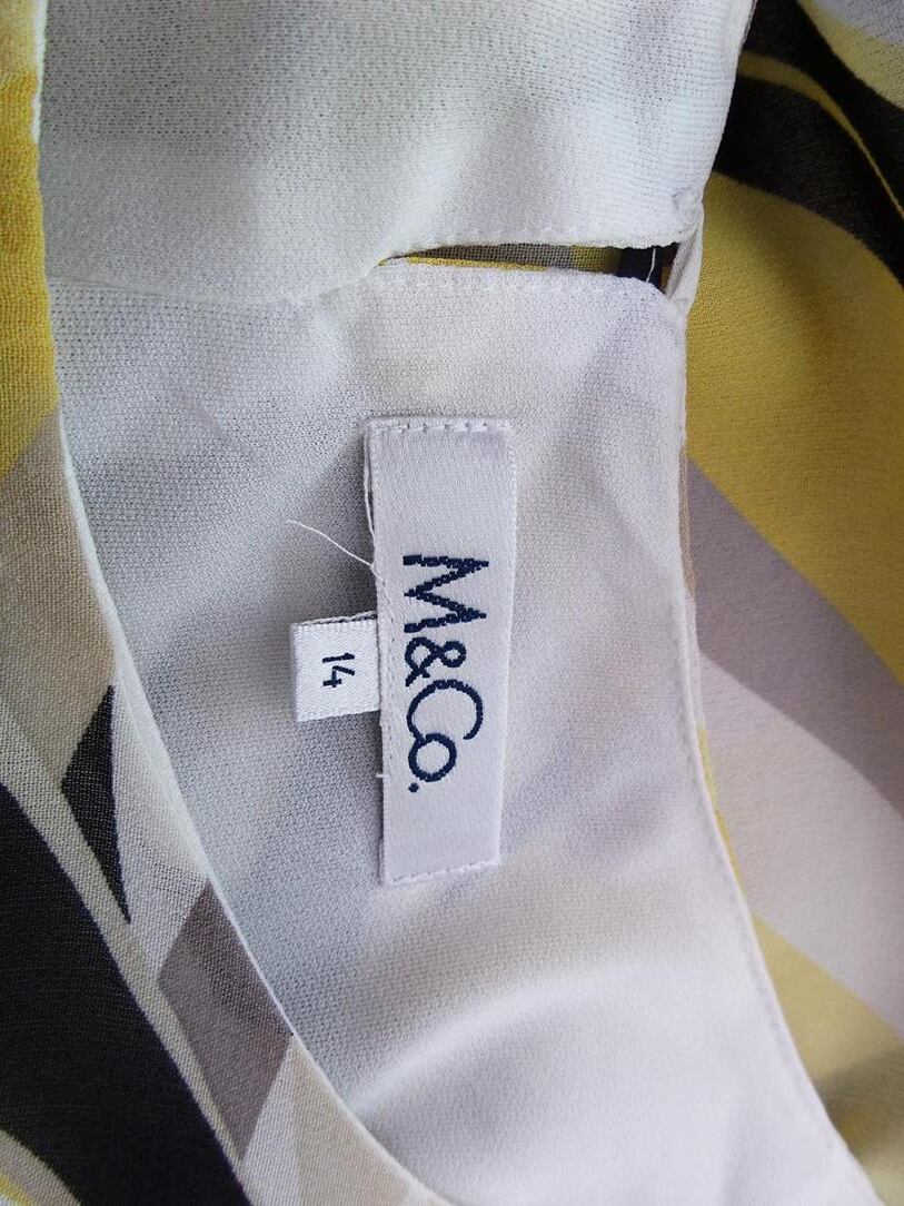 M & co Rozmiar 14 (42) Kolor Żółty Dekolt U Tunika Bluzka Krótki rękaw