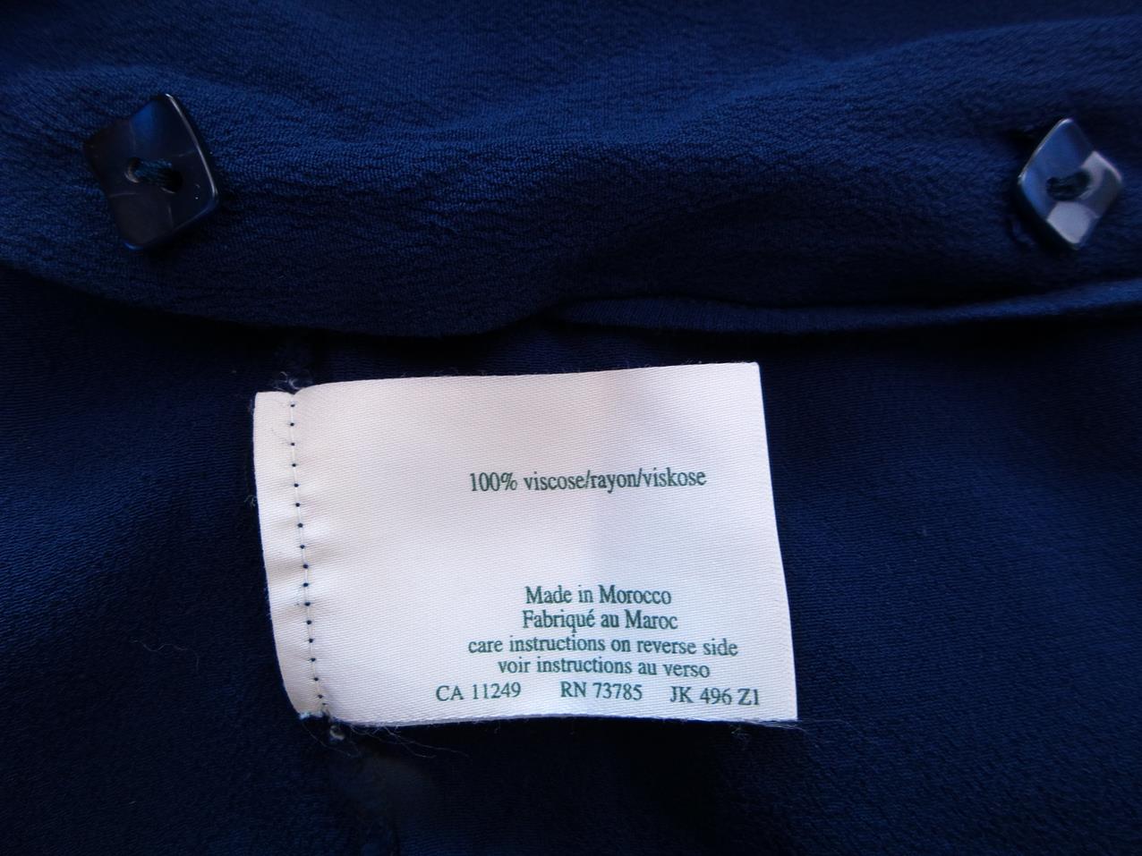 20170518_105154.jpg Laura ashley Rozmiar S Kolor Granatowy Głęboki Serek Bluzka Zapinana Rękaw 3/4 Materiał Wiskoza