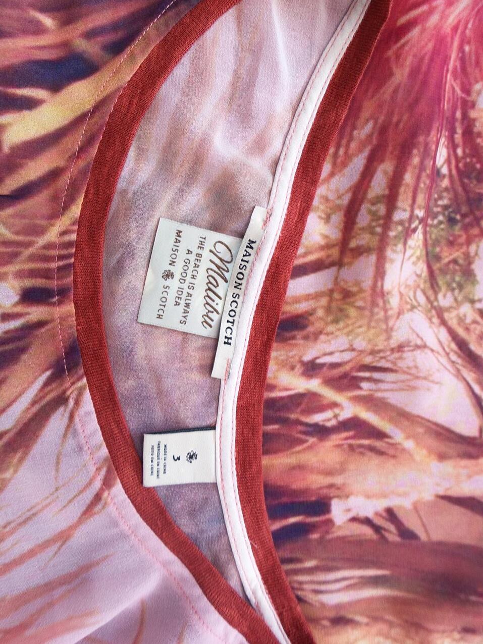 Maison scotch Rozmiar 3 Kolor Różowy Okrągły dekolt Bluzka Krótki rękaw