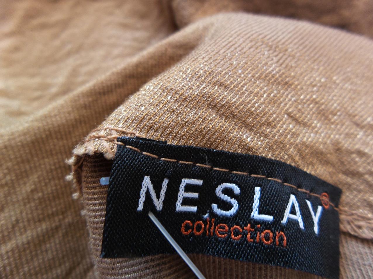 Neslay Rozmiar XL Kolor Brązowy Płaszcz Rękaw 3/4 Materiał Wiskoza