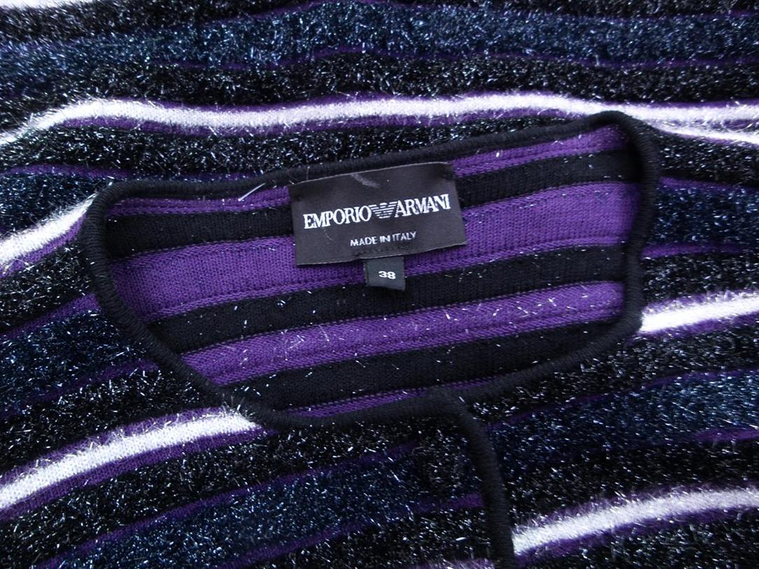 Emporio Armani Rozmiar 38 Kolor Fioletowy Crew Neck Kardigan Zapinany Długi rękaw Cienka dzianina