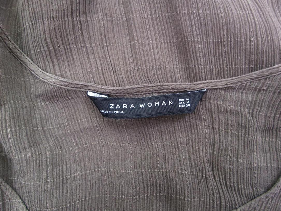 Zara Rozmiar M Kolor Brązowy Okrągły dekolt Tunika Bluzka Krótki rękaw Zara Rozmiar M Kolor Brązowy Okrągły dekolt Tunika Bluzka Krótki rękaw
