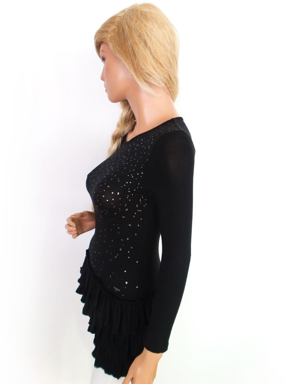 Dkny Rozmiar 10 (38) Kolor Czarny Okrągły dekolt Tunika Bluzka Długi rękaw Materiał Wiskoza Dkny Rozmiar 10 (38) Kolor Czarny Okrągły dekolt Tunika Bluzka Długi rękaw Materiał Wiskoza