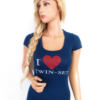 Twin set Simona Barbieri Rozmiar XS Kolor Granatowy Okrągły dekolt T-Shirt Krótki rękaw Materiał Bawełna