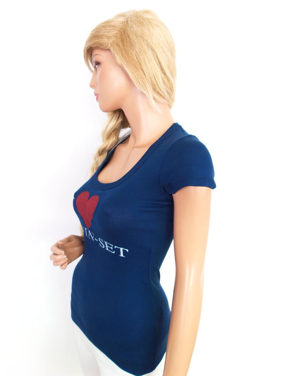 Twin set Simona Barbieri Rozmiar XS Kolor Granatowy Okrągły dekolt T-Shirt Krótki rękaw Materiał Bawełna