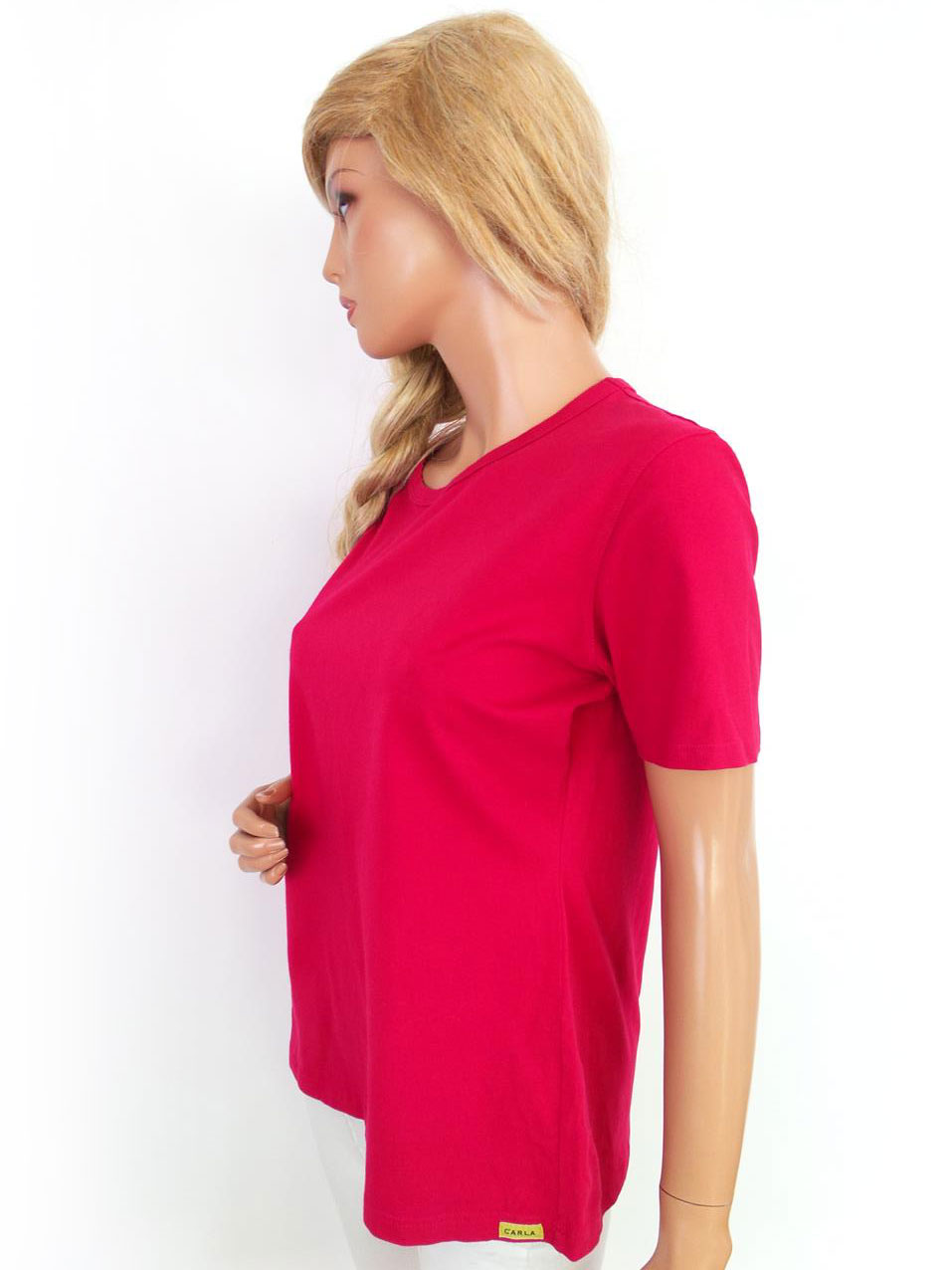 20170622_134312.jpg CARLA DU NORD Rozmiar XL Kolor Czerwony Crew Neck T-Shirt Krótki rękaw Materiał Bawełna