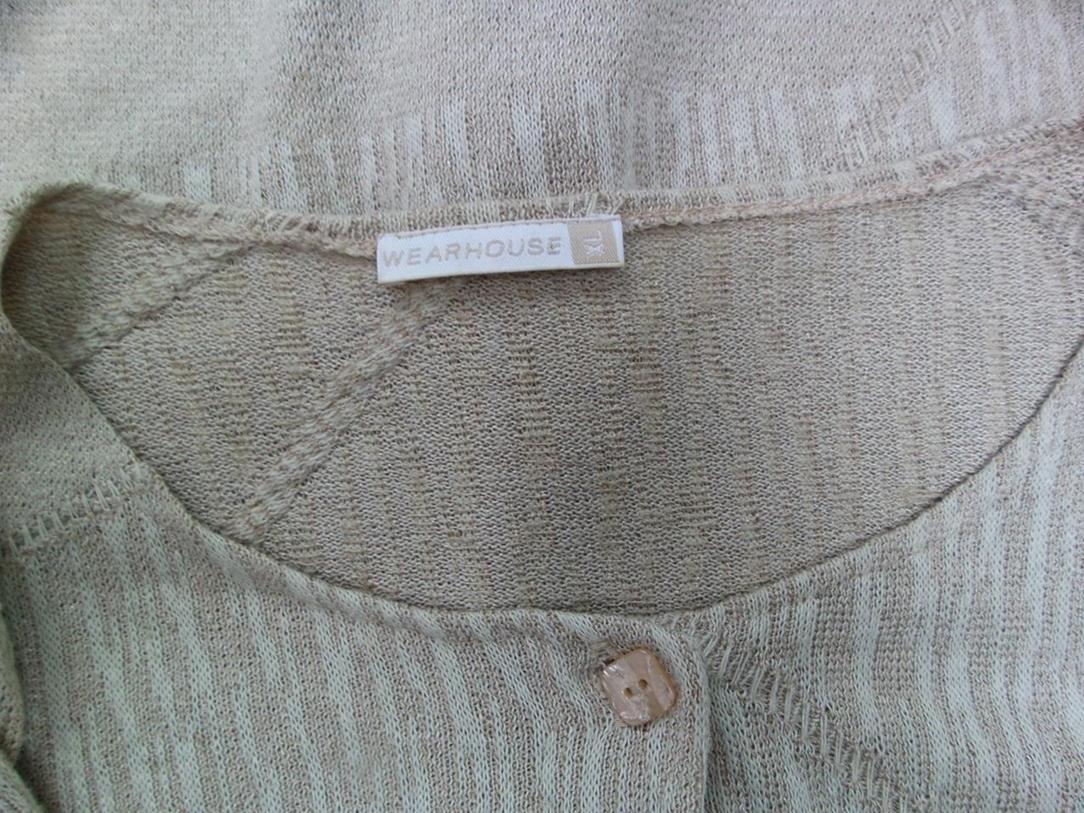20170623_091407.jpg Wearhouse Rozmiar XL Kolor Beżowy Okrągły dekolt Kardigan Zapinany Długi rękaw Cienka dzianina