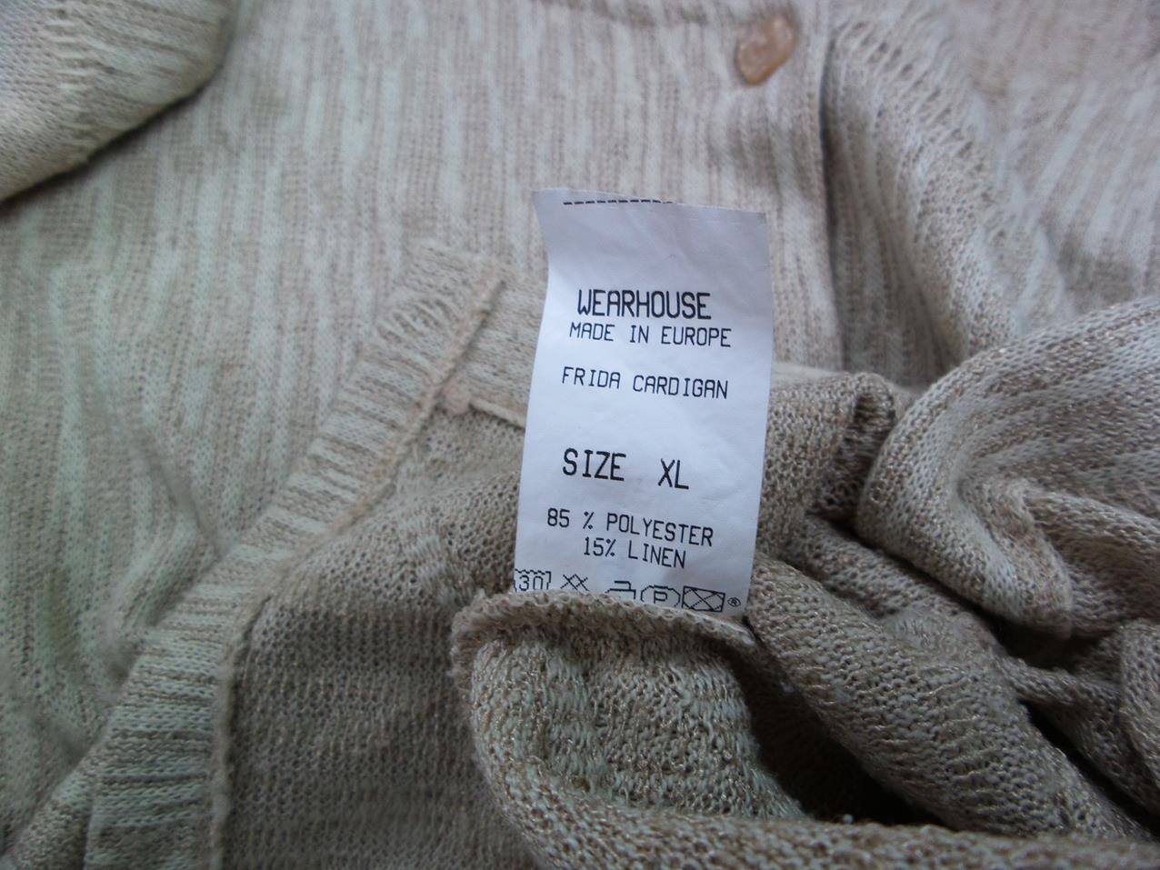 20170623_091426.jpg Wearhouse Rozmiar XL Kolor Beżowy Okrągły dekolt Kardigan Zapinany Długi rękaw Cienka dzianina