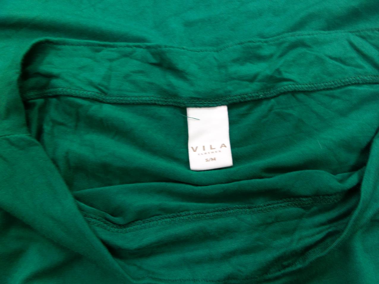 Vila Rozmiar S/M Kolor Zielony Drapowany dekolt Sukienka Mini Rękaw 3/4 Krótka Materiał Wiskoza Vila Rozmiar S/M Kolor Zielony Drapowany dekolt Sukienka Mini Rękaw 3/4 Krótka Materiał Wiskoza