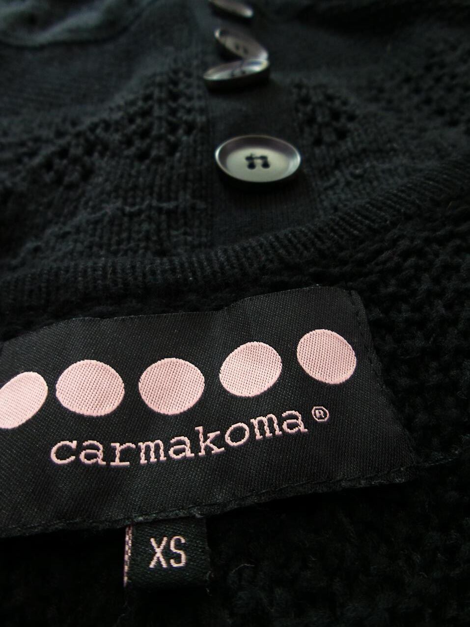 Carmakoma Rozmiar XS Kolor Czarny Okrągły dekolt Sukienka Sweterkowa Długi rękaw Do Kolan Materiał Bawełna