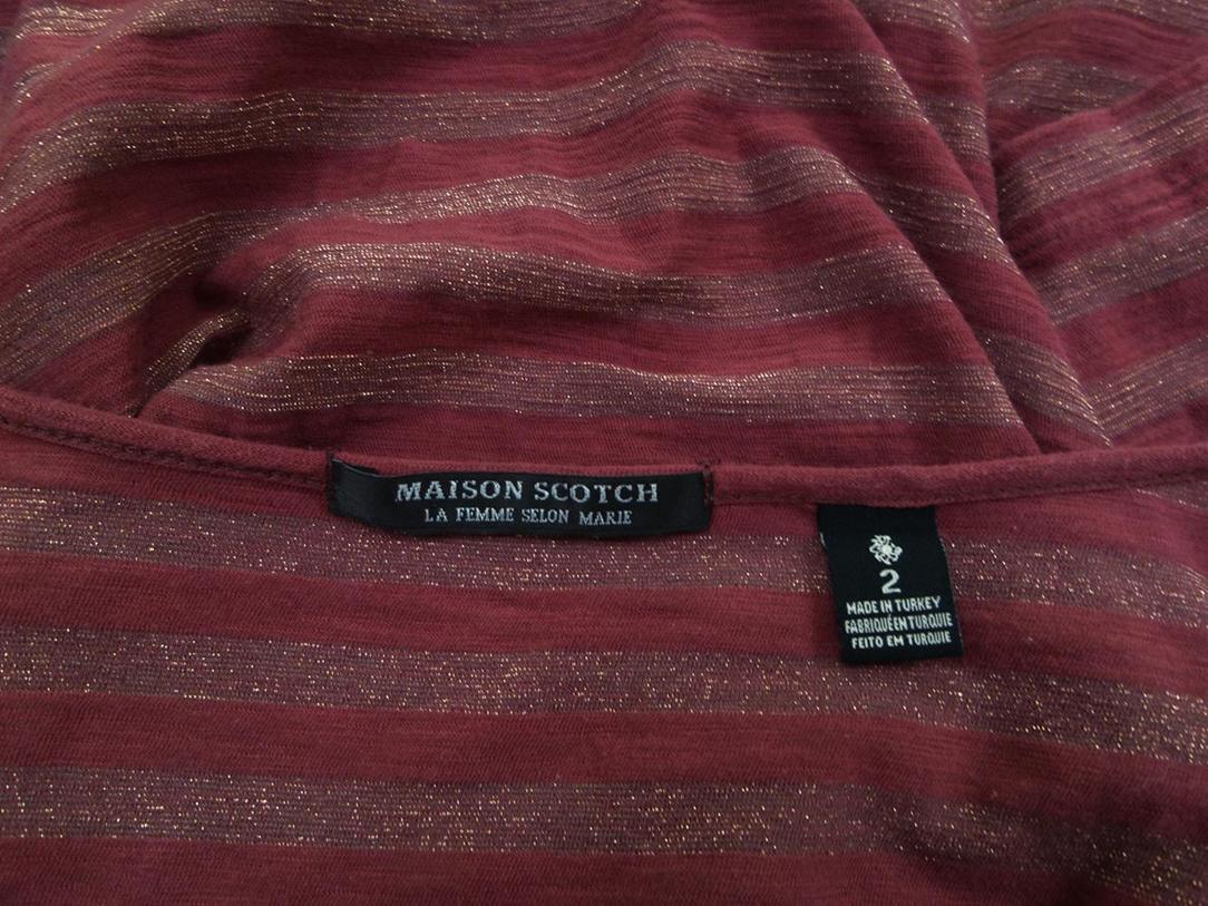Maison scotch Rozmiar 2 Kolor Brązowy Pasy Okrągły dekolt Tunika Popover Bluzka Rękaw 3/4