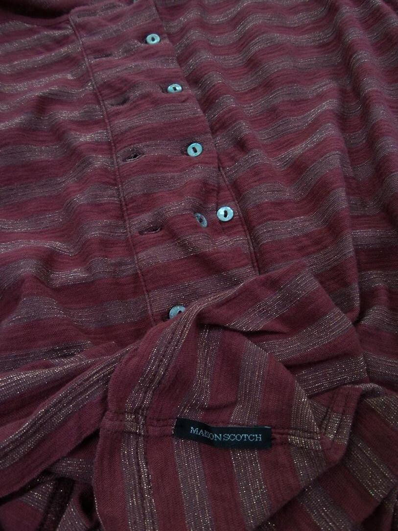 Maison scotch Rozmiar 2 Kolor Brązowy Pasy Okrągły dekolt Tunika Popover Bluzka Rękaw 3/4
