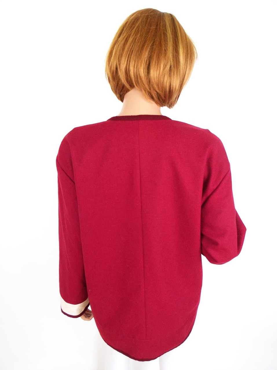 Vintage Rozmiar XL / XXL Kolor Czerwony W serek Żakiet na suwak Długi rękaw