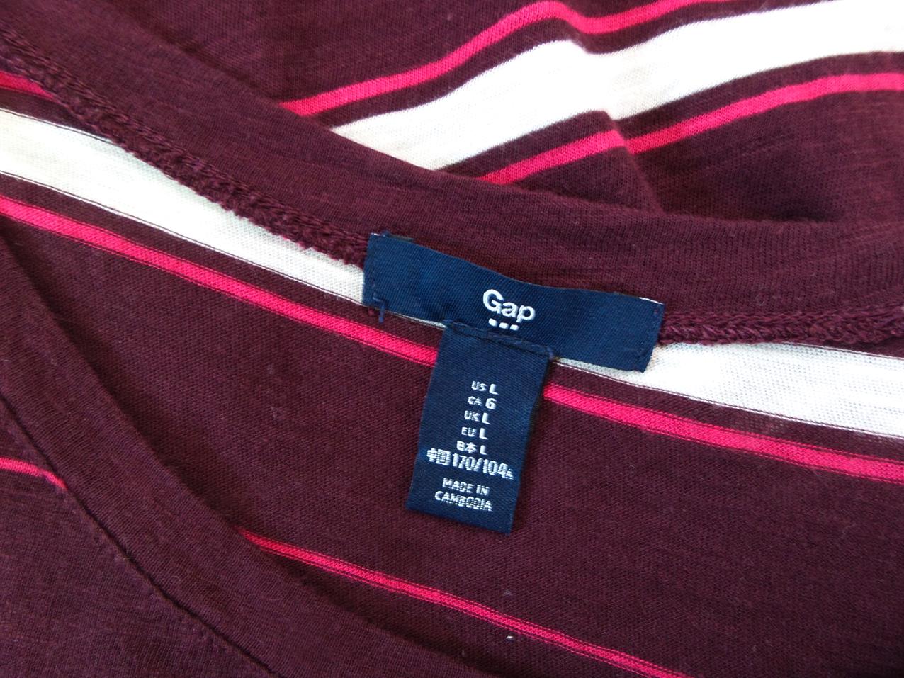 Gap Rozmiar L Kolor Bordowy Pasy Okrągły dekolt Tunika Bluzka Bezrękawnik Materiał Bawełna