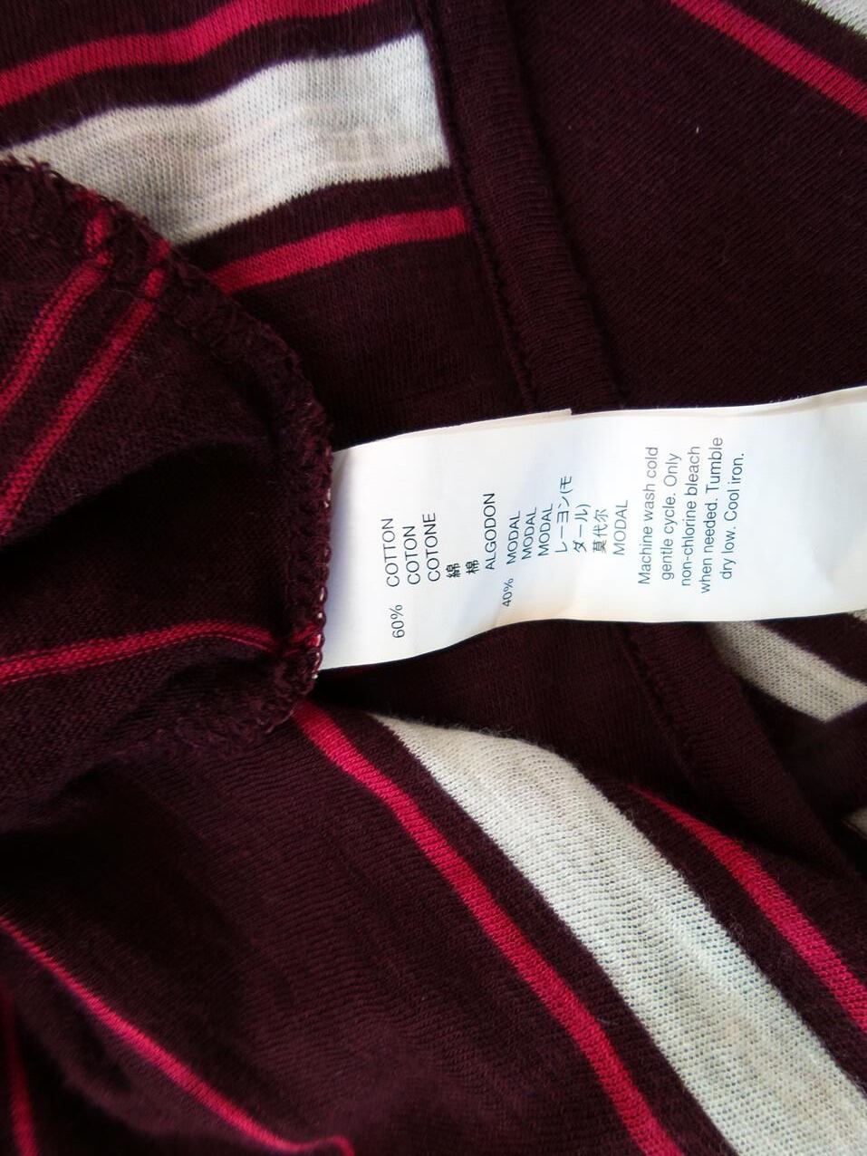 Gap Rozmiar L Kolor Bordowy Pasy Okrągły dekolt Tunika Bluzka Bezrękawnik Materiał Bawełna