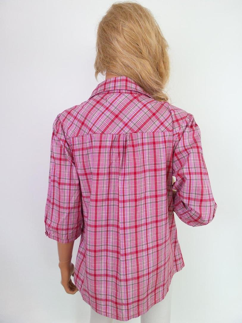 Zj denim Rozmiar S Kolor Różowy Krata Kołnierz Bluzka Popover Guziki Rękaw 3/4 Materiał Bawełna Zj denim Rozmiar S Kolor Różowy Krata Kołnierz Bluzka Popover Guziki Rękaw 3/4 Materiał Bawełna