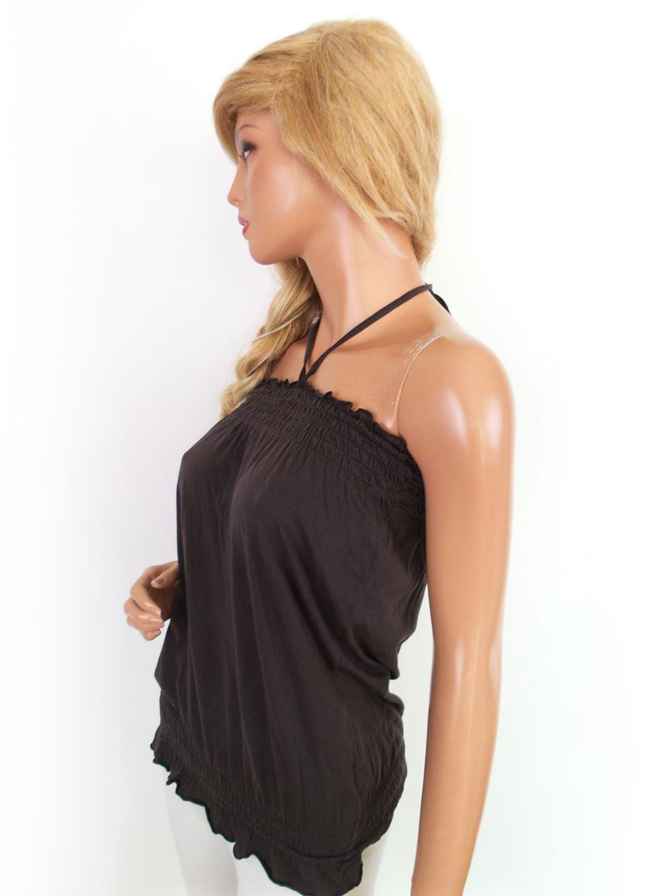 Warehouse Rozmiar 38 Kolor Brązowy Halter Tunika Bluzka Bezrękawnik Materiał Bawełna