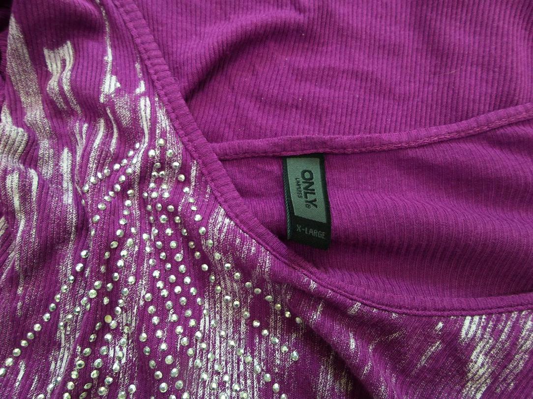 Only Rozmiar XL Kolor Purpurowy Dekolt U Tunika Bluzka Krótki rękaw Only Rozmiar XL Kolor Purpurowy Dekolt U Tunika Bluzka Krótki rękaw