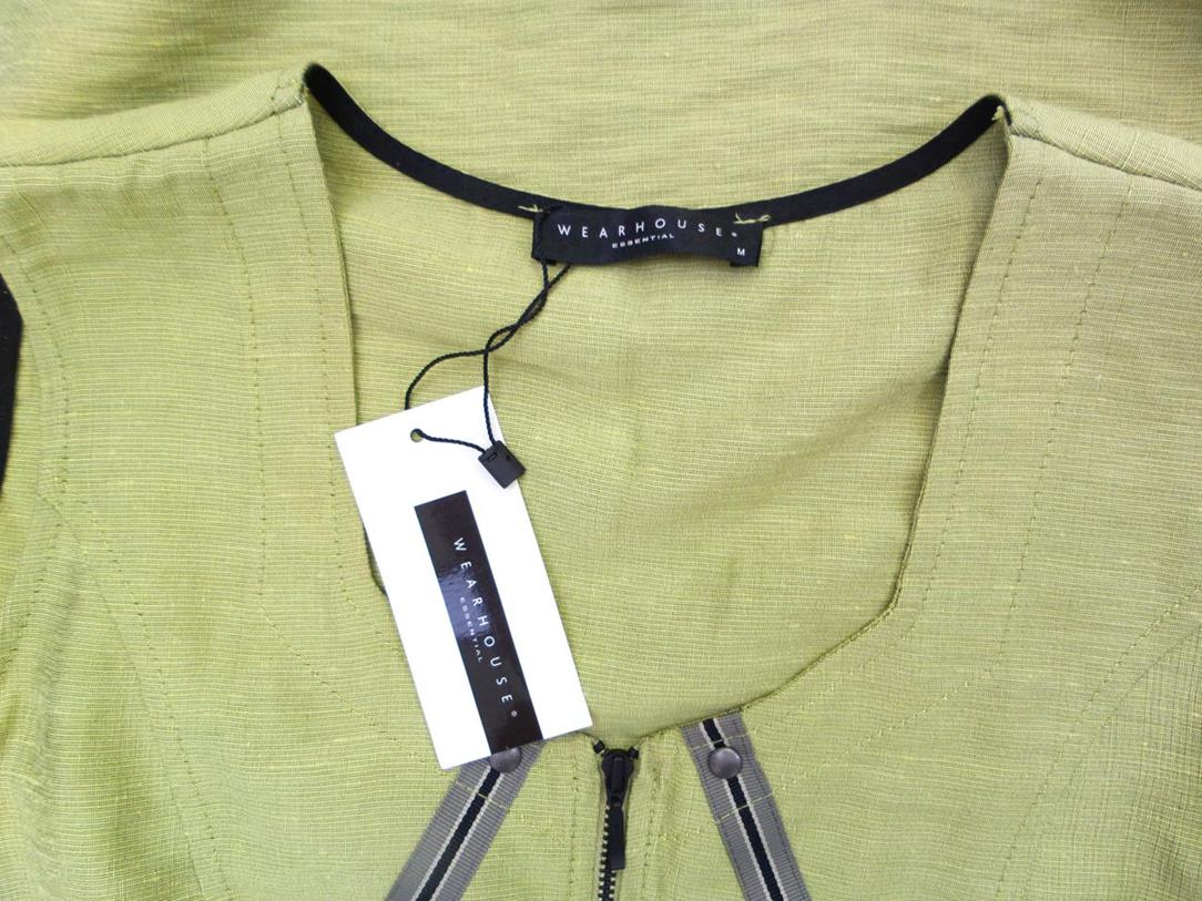 Wearhouse Rozmiar M Kolor Limonkowa Zieleń Okrągły dekolt Sukienka Ołówkowa Bezrękawnik Do Kolan