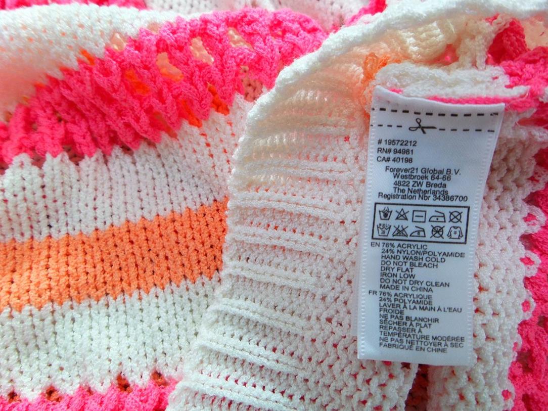 20170714_134902.jpg Forever 21 Rozmiar L Kolor Biały Pasy Okrągły dekolt Sweter Długi rękaw Otwarta dzianina
