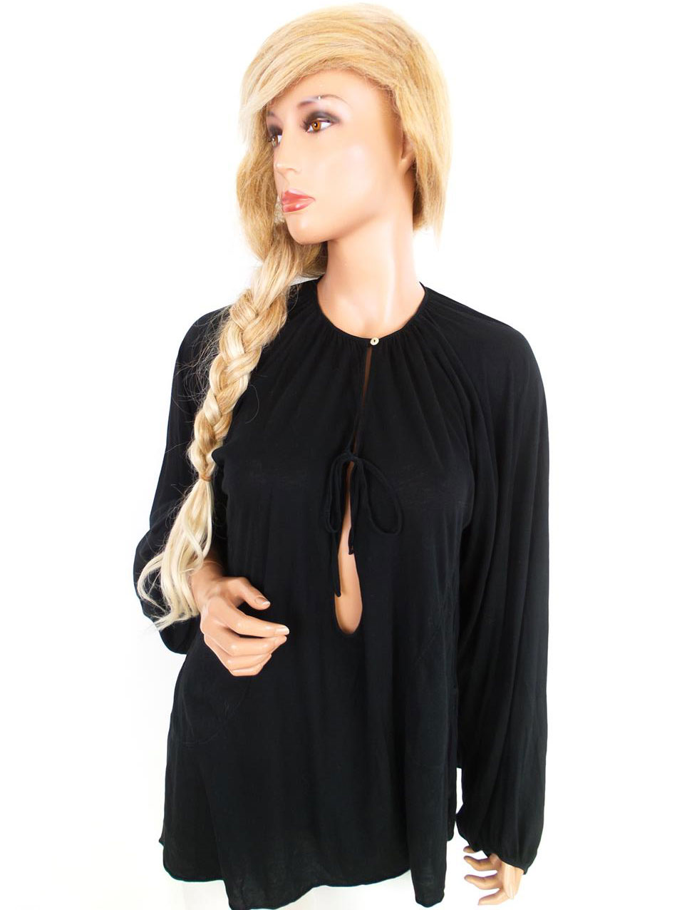 Hunkydory Rozmiar S Kolor Czarny Crew Neck Tunika Bluzka Długi rękaw Materiał Bawełna