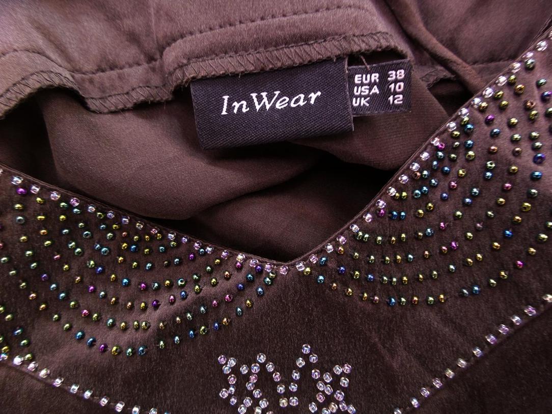 InWear Rozmiar 38 Kolor Brązowy Odkryte Ramiona Sukienka Slip Bezrękawnik Midi Materiał Rayon InWear Rozmiar 38 Kolor Brązowy Odkryte Ramiona Sukienka Slip Bezrękawnik Midi Materiał Rayon