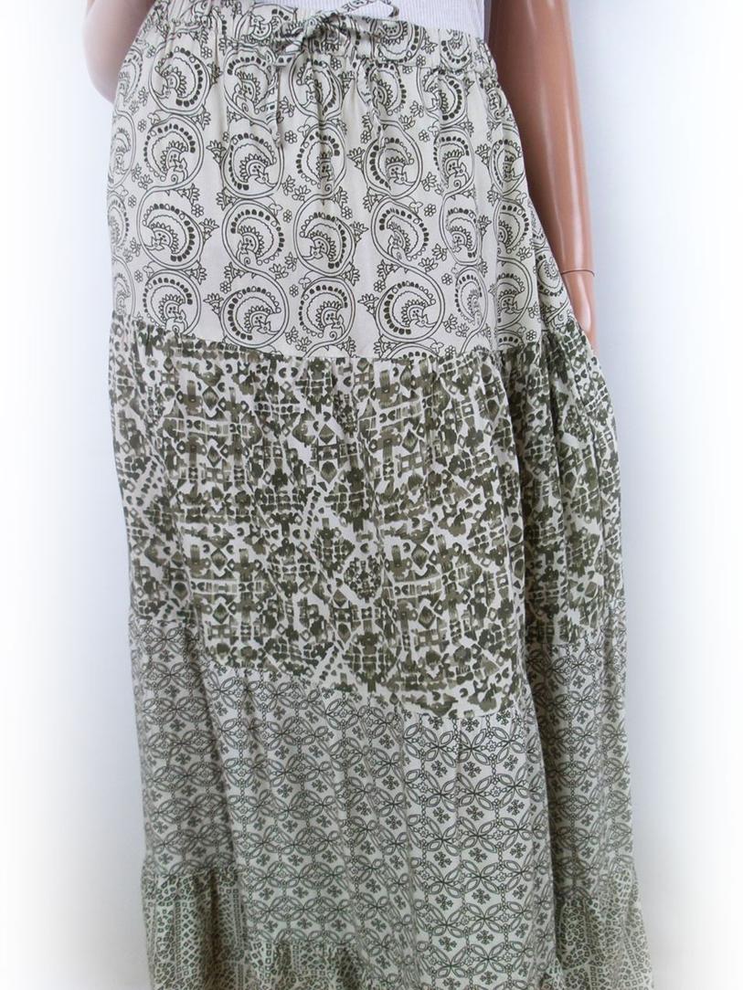 Vintage Rozmiar 10 (38) Kolor Zielony Spódnica Maxi Długa Materiał Wiskoza