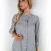 Monrow Rozmiar M Kolor Szary Crew Neck Tunika Zapinana Bluzka Rękaw 3/4 Materiał Bawełna