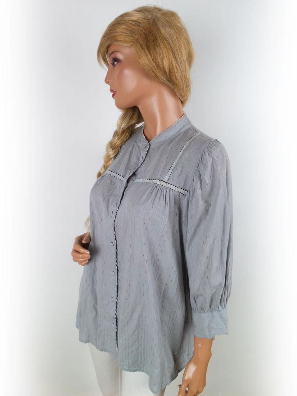 Monrow Rozmiar M Kolor Szary Crew Neck Tunika Zapinana Bluzka Rękaw 3/4 Materiał Bawełna Monrow Rozmiar M Kolor Szary Crew Neck Tunika Zapinana Bluzka Rękaw 3/4 Materiał Bawełna