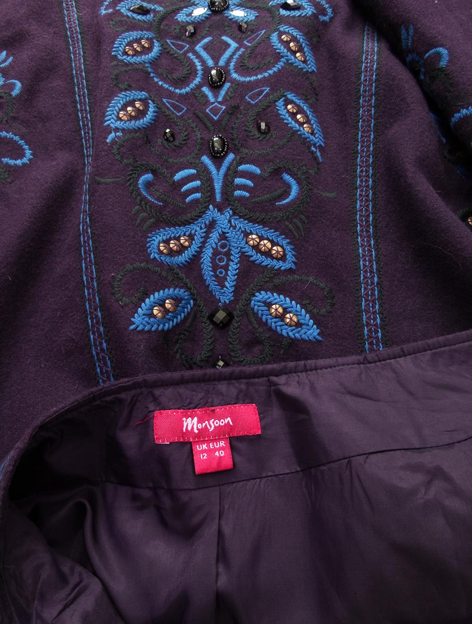 Monsoon Rozmiar 40 Kolor Fioletowy A-Line Spódnica Midi