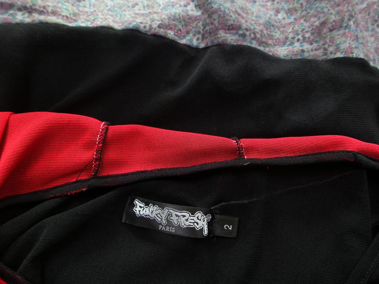 Funky Fresh Paris Rozmiar 2 Kolor Czarny Okrągły dekolt Tunika Bluzka Długi rękaw Materiał Rayon Funky Fresh Paris Rozmiar 2 Kolor Czarny Okrągły dekolt Tunika Bluzka Długi rękaw Materiał Rayon
