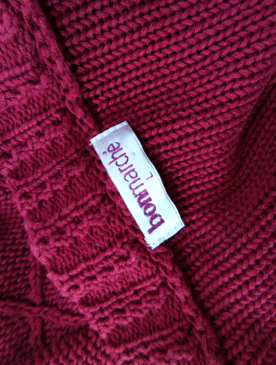 20170804_091515.jpg BONMARCHE Rozmiar L Kolor Bordowy W serek Kardigan Zapinany Długi rękaw Materiał Bawełna Gruba dzianina