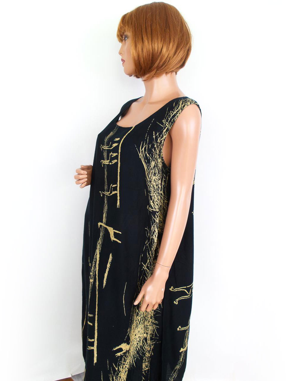 Designer Tara Vao Rozmiar XL Kolor Czarny Kwadratowy dekolt Sukienka Maxi Bezrękawnik Długa Materiał Wiskoza