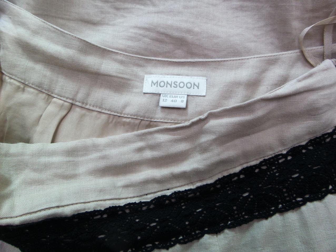 20170807_093812.jpg Monsoon Rozmiar 40 Kolor Beżowy A-Line Spódnica Midi Materiał Len