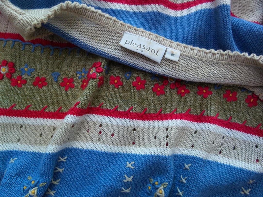 Vintage Rozmiar M Kolor Beżowy Pasy Okrągły dekolt Tunika Bluzka Dzianina Krótki rękaw Materiał Ramie Vintage Rozmiar M Kolor Beżowy Pasy Okrągły dekolt Tunika Bluzka Dzianina Krótki rękaw Materiał Ramie