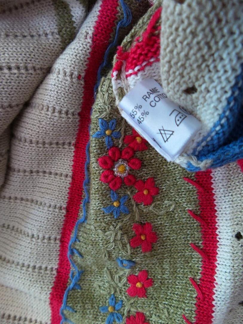 Vintage Rozmiar M Kolor Beżowy Pasy Okrągły dekolt Tunika Bluzka Dzianina Krótki rękaw Materiał Ramie Vintage Rozmiar M Kolor Beżowy Pasy Okrągły dekolt Tunika Bluzka Dzianina Krótki rękaw Materiał Ramie