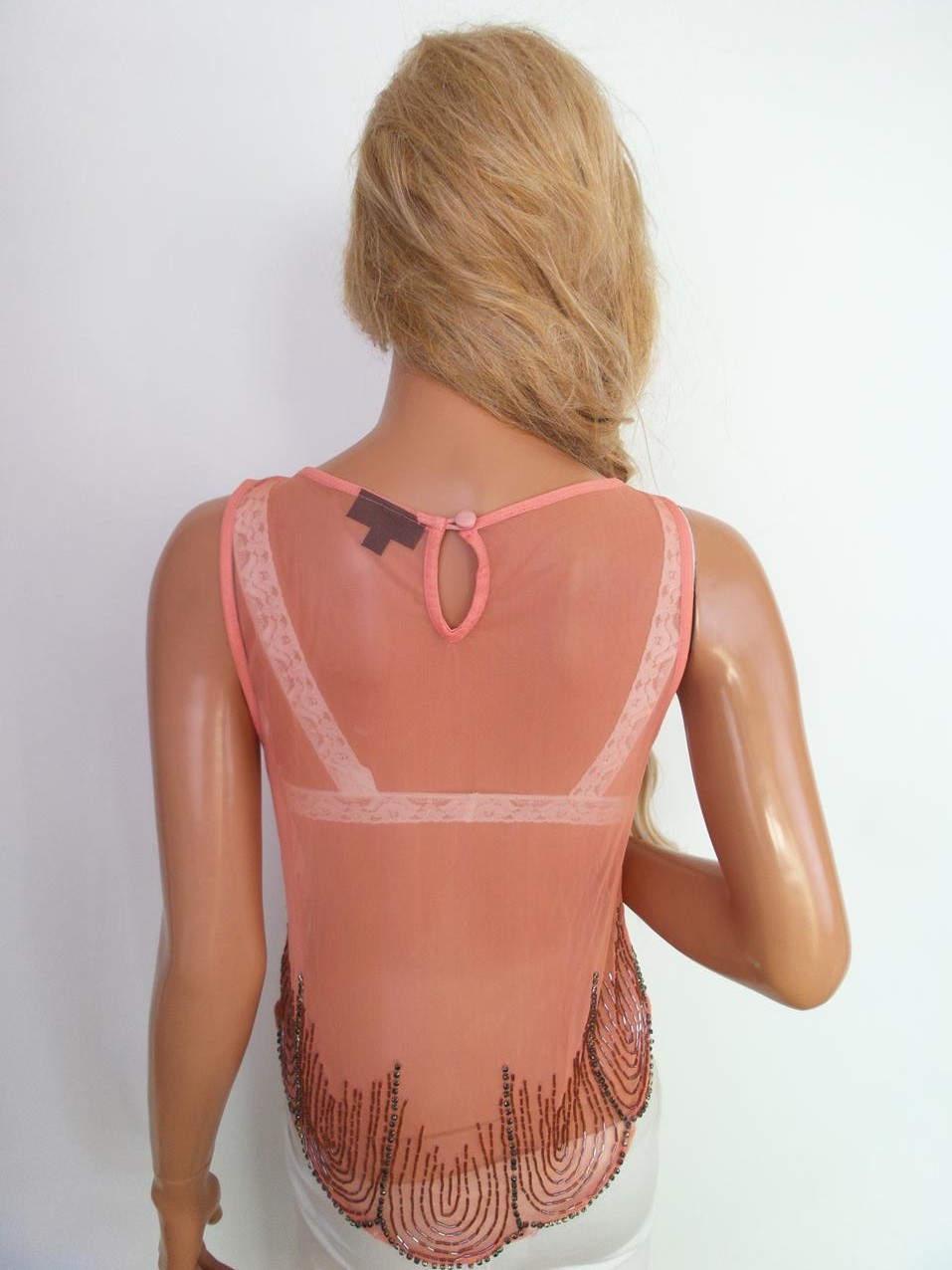20170808_141658.jpg Topshop Rozmiar 40 Kolor Pudrowy Róż Okrągły dekolt Bluzka Bezrękawnik