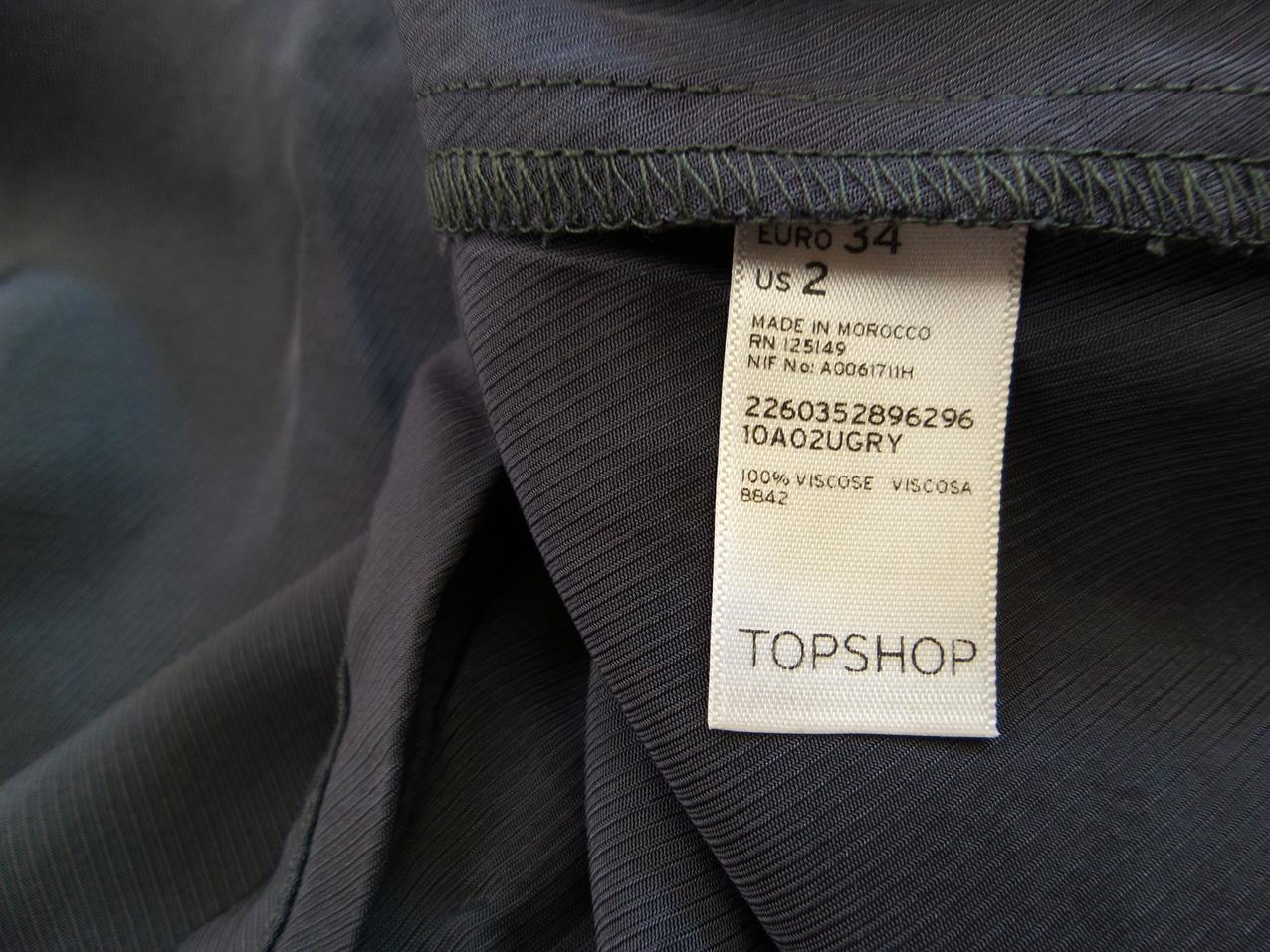 Topshop Rozmiar 34 Kolor Fioletowy Kwadratowy dekolt Sukienka A-Line Krótki rękaw Do Kolan Materiał Wiskoza