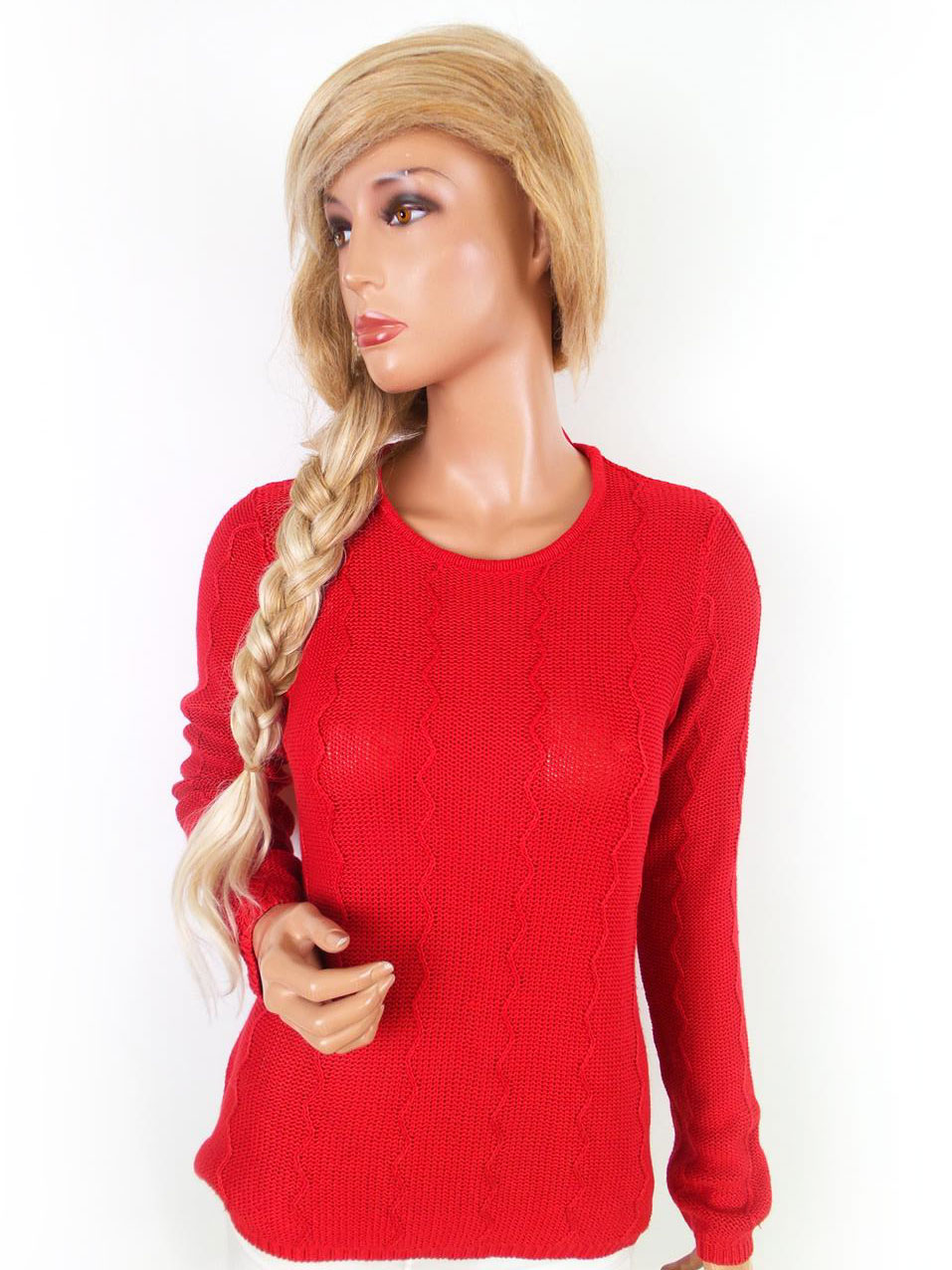 Vila Rozmiar L Kolor Czerwony Crew Neck Sweter Długi rękaw Materiał Akryl Cienka dzianina