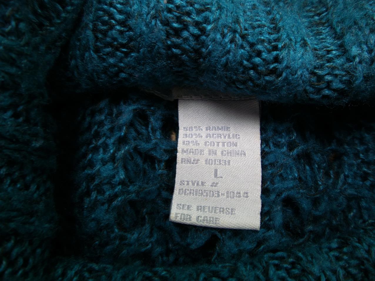 Charlotte russe Rozmiar L Kolor Turkusowy Drapowany dekolt Tunika Bluzka Dzianina Rękaw 3/4 Materiał Ramie