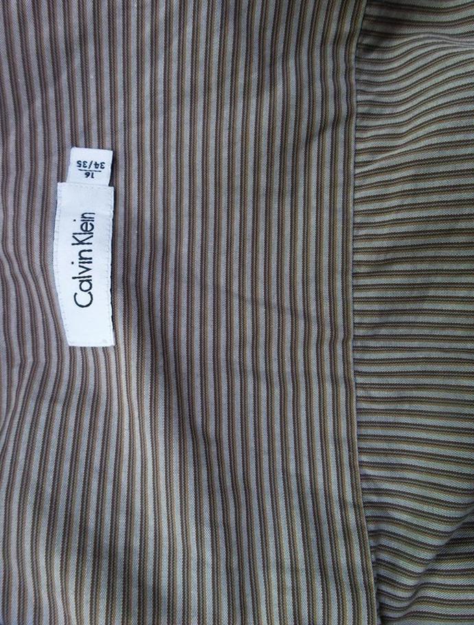20170824_164445.jpg CALVIN KLEIN Rozmiar 16 (41) Kolor Brązowy Kołnierz Męska Koszula Elegancka Długi rękaw Materiał Bawełna