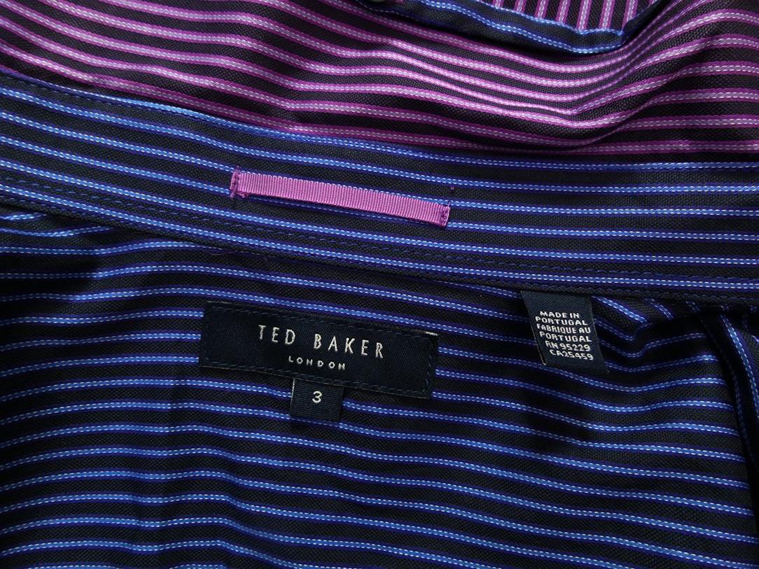 20170825_095621.jpg Ted Baker London Rozmiar 3 Kolor Fioletowy Kołnierz Męska Koszula Elegancka Długi rękaw Materiał Bawełna