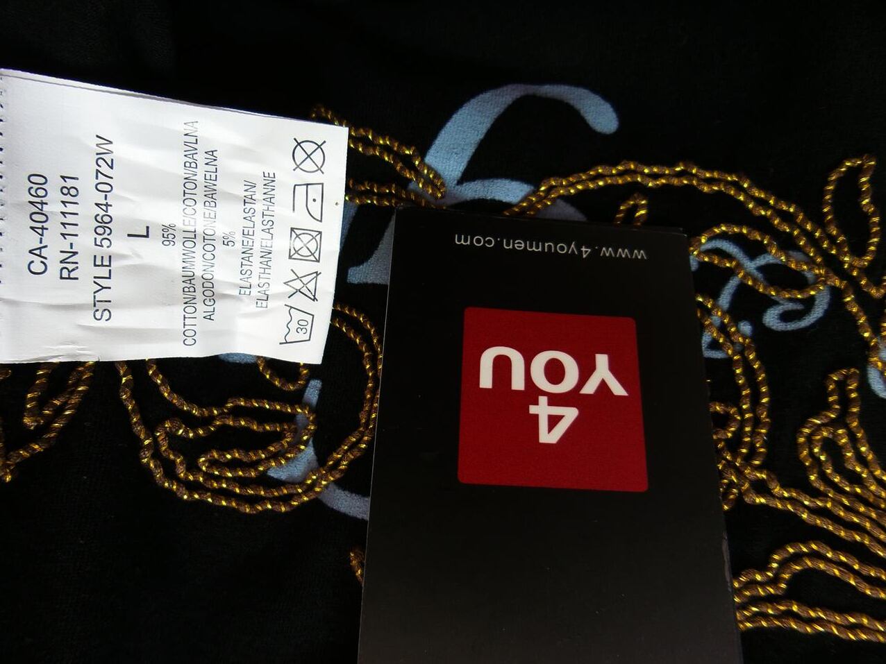 4 You Rozmiar L Kolor Czarny Crew Neck Tunika Bluzka Długi rękaw Materiał Bawełna 4 You Rozmiar L Kolor Czarny Crew Neck Tunika Bluzka Długi rękaw Materiał Bawełna
