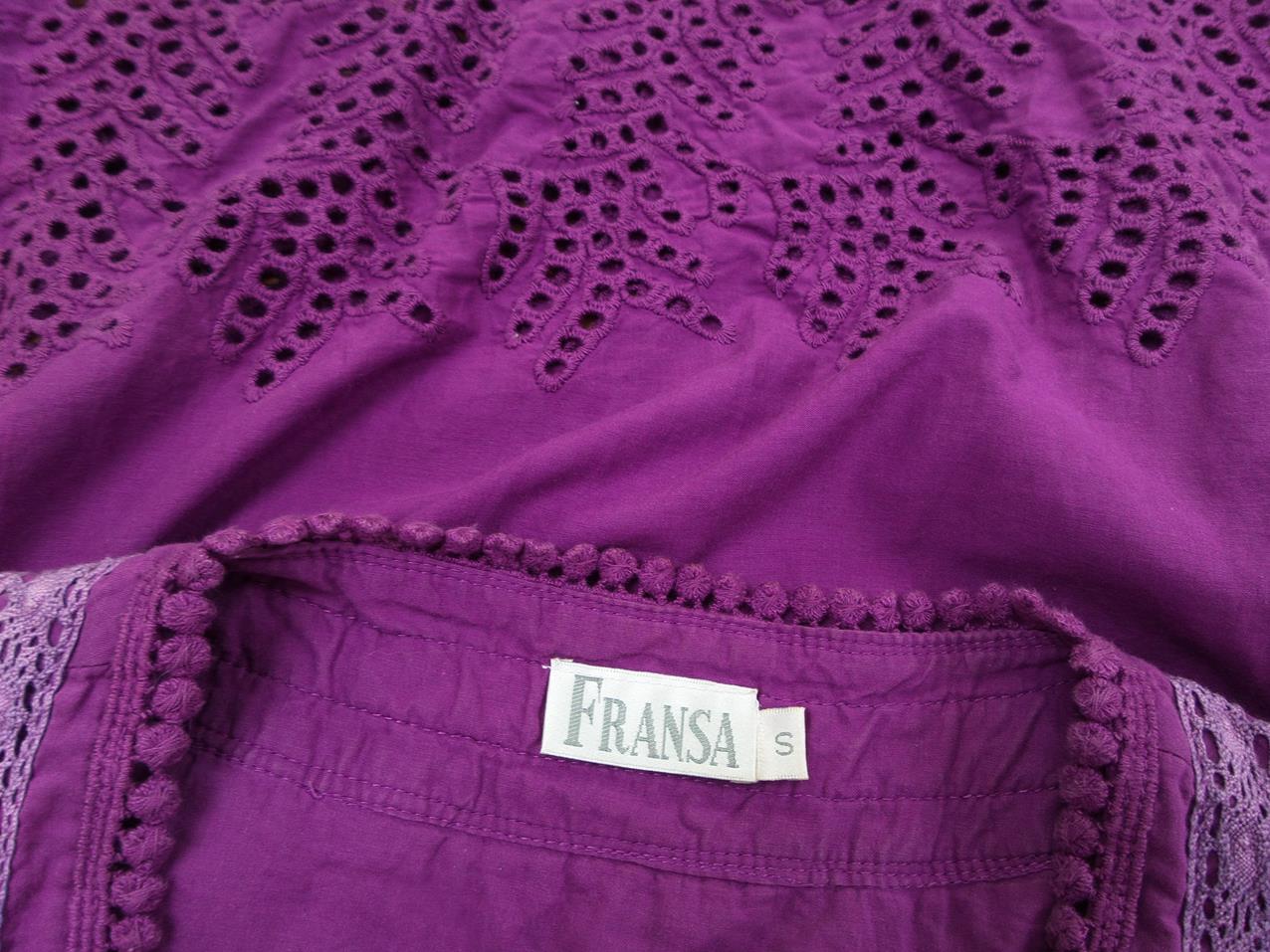 Fransa Rozmiar S Kolor Purpurowy Kwadratowy dekolt Tunika Bluzka Bezrękawnik Materiał Bawełna Fransa Rozmiar S Kolor Purpurowy Kwadratowy dekolt Tunika Bluzka Bezrękawnik Materiał Bawełna