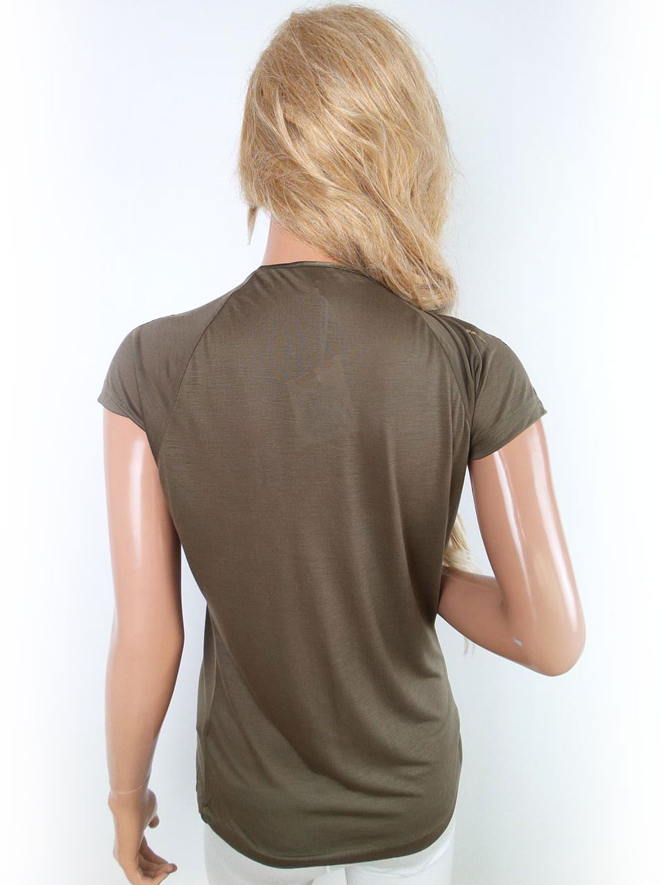 Massimo dutti Rozmiar S Kolor Zielony Okrągły dekolt Bluzka Krótki rękaw Materiał Lyocell Massimo dutti Rozmiar S Kolor Zielony Okrągły dekolt Bluzka Krótki rękaw Materiał Lyocell